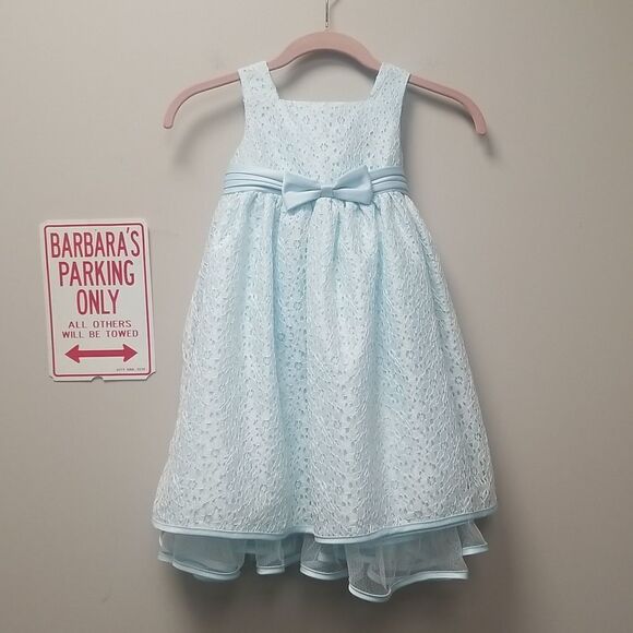 GEORGE HOLIDAY/SPECIAL OCCASION GIRLS Baby Blue Lacey Dress SZ 4 - Picture 1 of 5